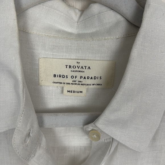 Trovata Birds of Paradis 100% Linen Tunic Dress Button Up Pockets White Shirt - Picture 9 of 11